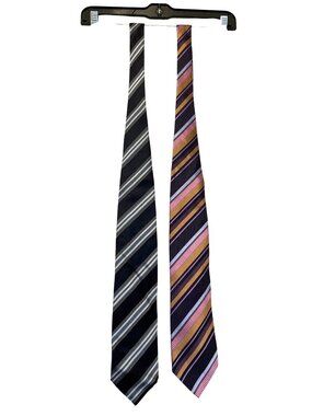 Hugo Boss Mens Striped Silk Ties Set Of 2 Multicolor & Black Classic Business